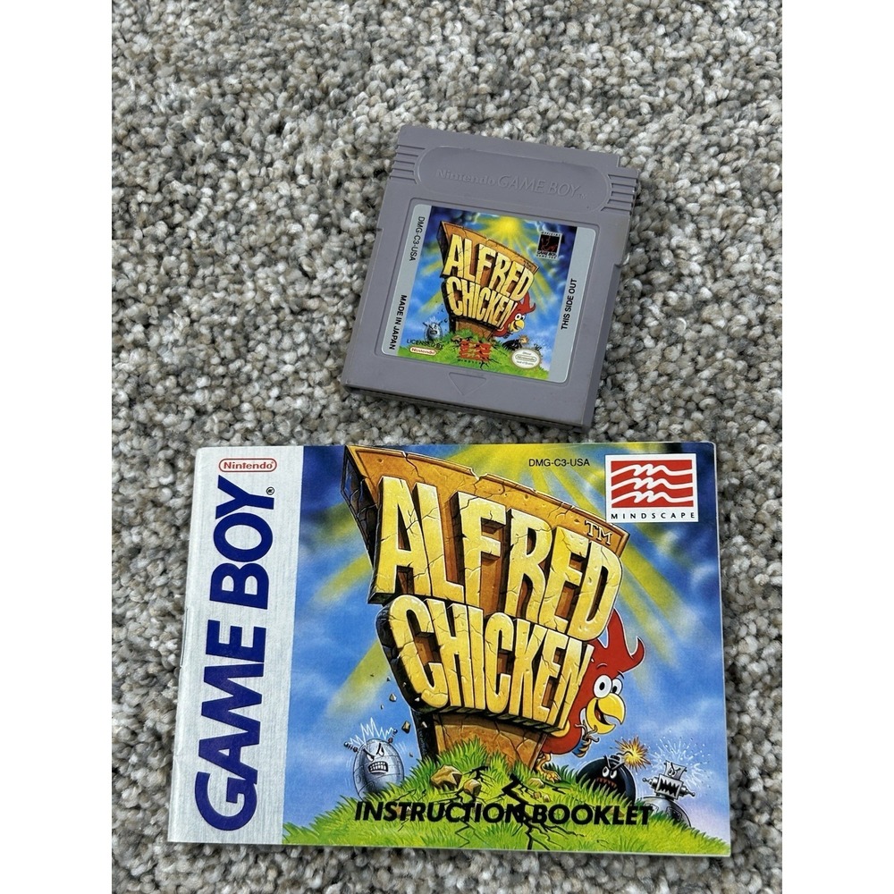 Gameboy Alfred Chicken Cartridge Nintendo Game‎ Manual Vintage